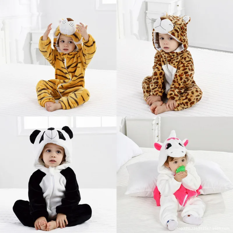 Animal Jumpsuit Pajamas Casual Loose Hooded Long Sleeve Animal Patterm Type Printing Cute Pullover Family Parent-child Pajamas