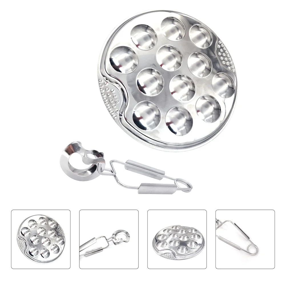 

1 Set Snail Dish Plate 12 Holes Stainless Steel Barbecue Tool Rustproof Heat Resistant Dishwasher Safe Conch Escargot Baking