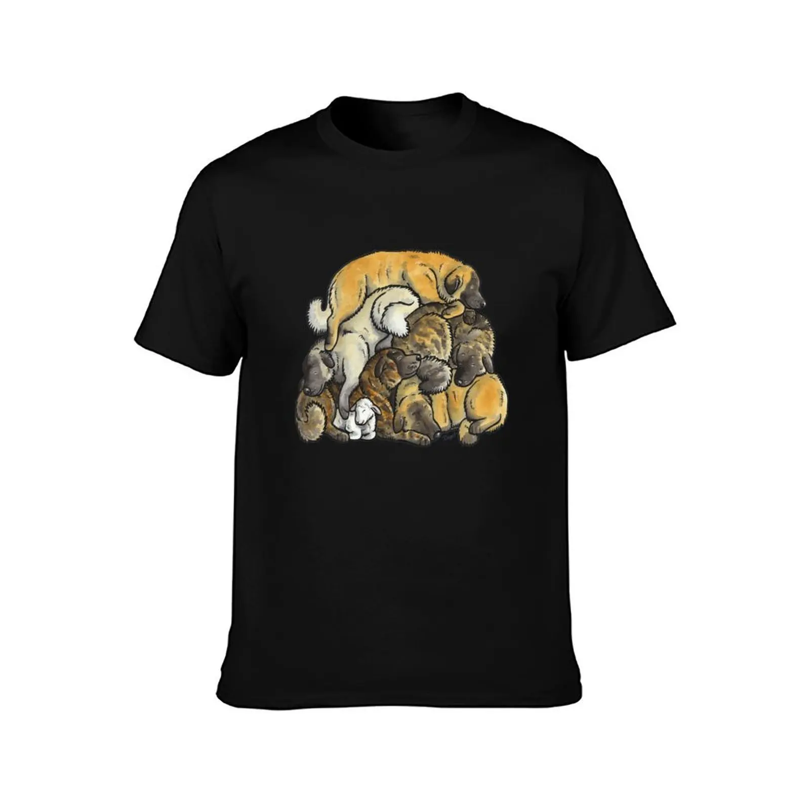Sleeping pile of Estrela Mountain Dogs T-Shirt, Summer Casual Cotton Tee, Oversized Streetwear Tops, Vintage Graphic Print