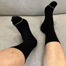 2 Pairs Man Business Dress High Quality Long Socks Mens Sexy Gentleman Gold Toe Black Breathable Casual Cotton Socks Mens Socks