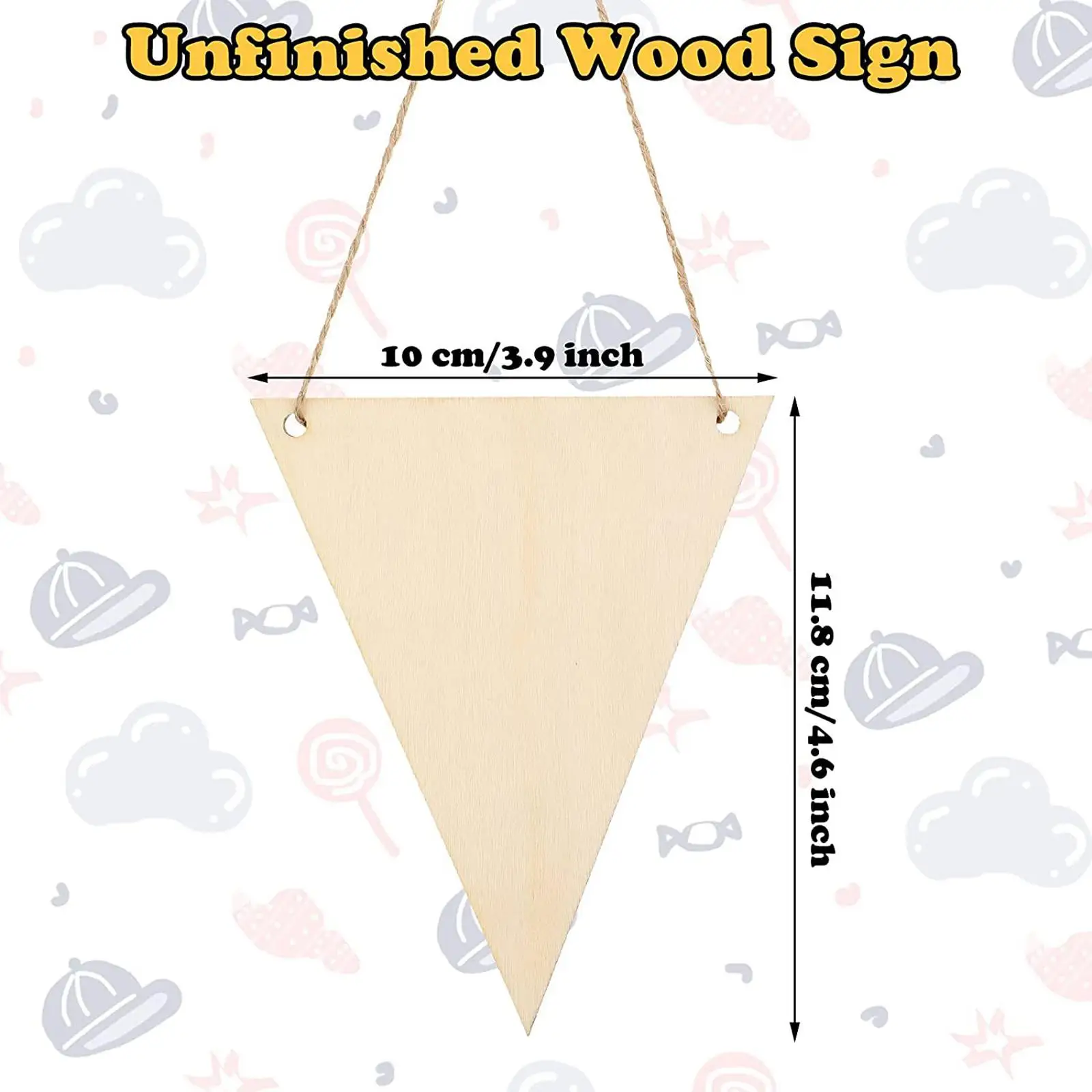 20 piezas banderín pancarta banderas triangulares DIY artesanía guirnalda madera sin terminar