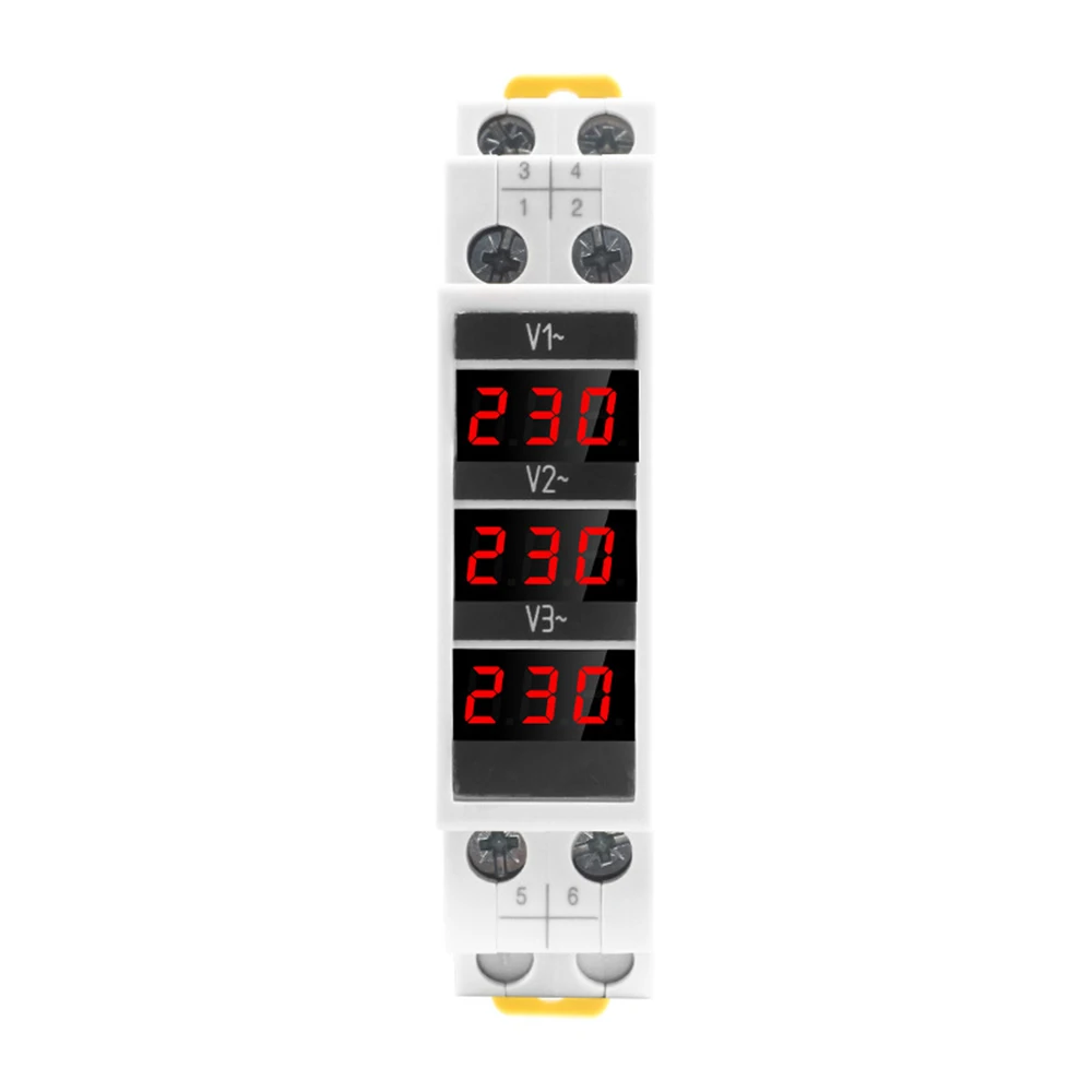 SDM010 35mm DIN-rail Mounted AC Three-Phase Digital Voltage Meter AC 80-500V Suitable for Voltage Regulators etc.
