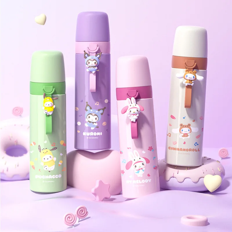 

500Ml Sanrio My Melody Water Cup Kawaii Cinnamoroll Thermos Cups Anime Cartoon Kuromi Juice Cup Insulated Water Bottle Kid Gifts