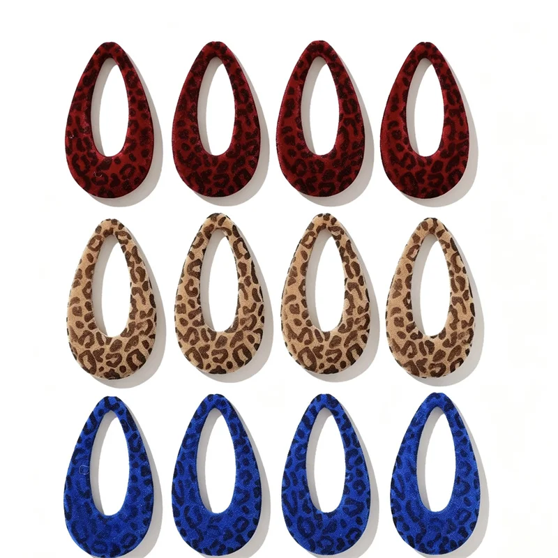 Winter style 40pcs/lot color leopard print Flocking effect geometry water drop shape resin diy jewelry garment hair accessory