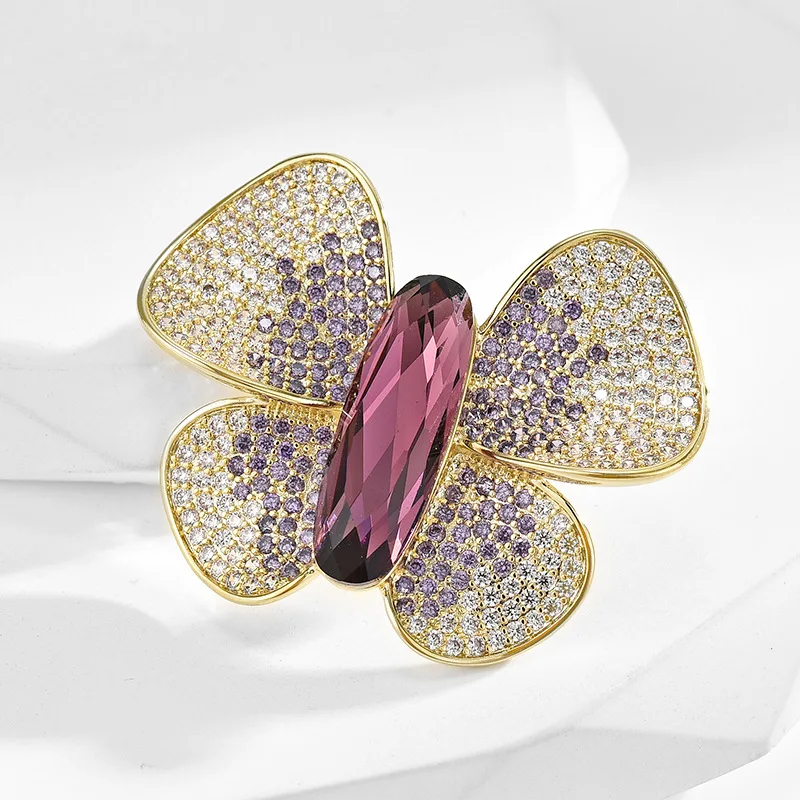 بروش فراشة كريستال كامل رائع للنساء والفتيات دبوس فستان الملابس