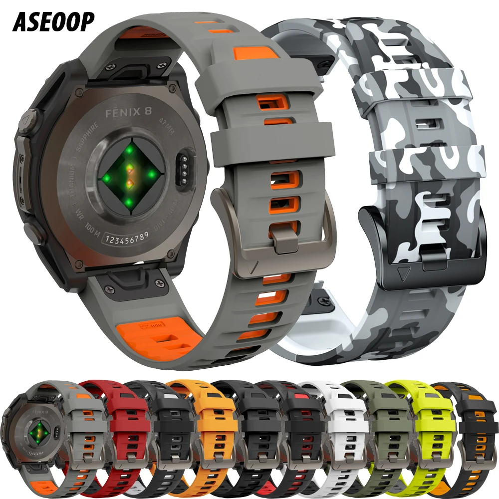 

Силиконовый ремешок для Garmin Forerunner 970 965 955/Tactix 8 7/Quaitx, ремешок Fenix 7 7X 8 E 6X 6 Pro 5 5X QuickFit, браслет 22 мм 26 мм