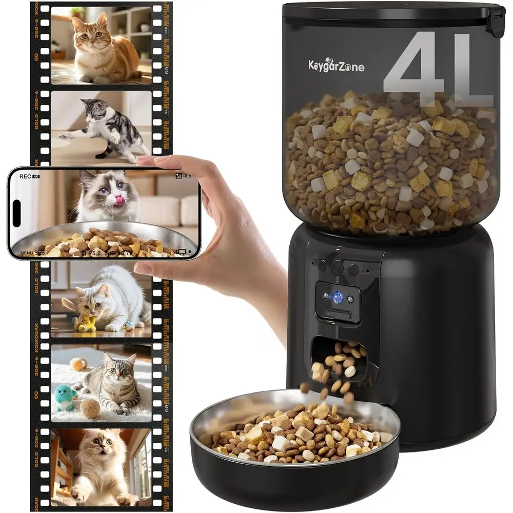 

Smart Pet Feeder with HD Camera, 5G Connectivity, Voice Recording & Dual Power Supply