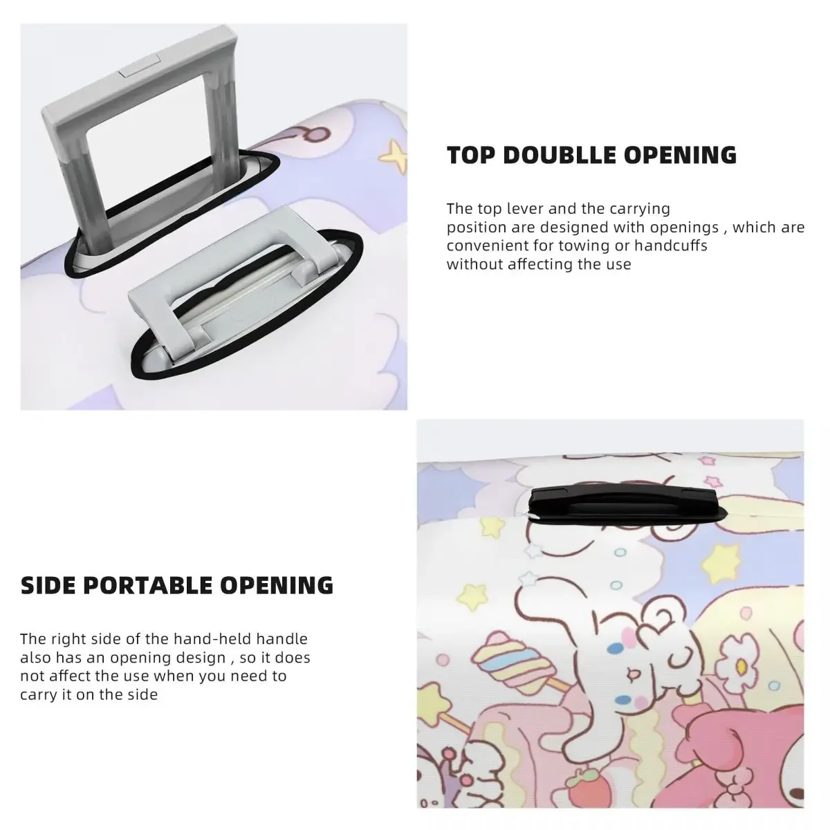 Hello Kitty Cinnamoroll Kuromi Coprivaligia Cartoon Anime Viaggi Vacanza Divertimento Custodia protettiva per bagagli