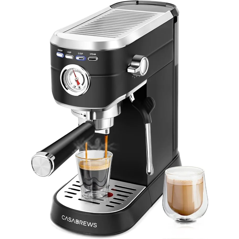 

Espresso Machine 20 Bar, Stainless Steel Espresso Maker with Milk Frother Steam Wand, Compact Cappuccino Machine