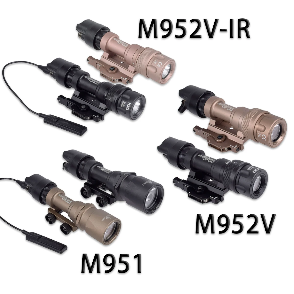 Airsoft Surefire M600 M951 Weapon Light M952V Strobe Flashlight Hunting Rifle QD Quick Release Mount Base M952V-IR LED Torch