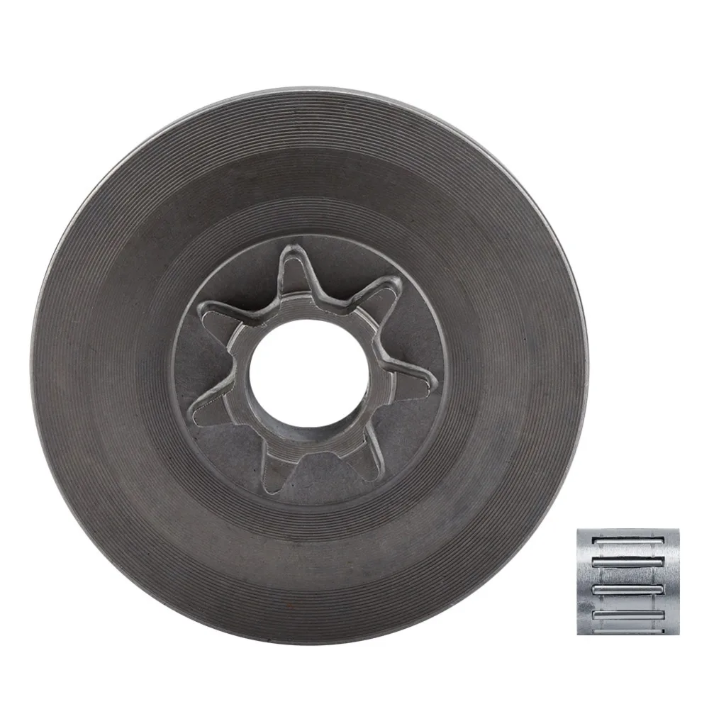 Durable 7 Teeth Clutch Drum Sprocket Steel Silver Chain Saw Sprocket Kit Round Compact Needle Bearing Sprocket