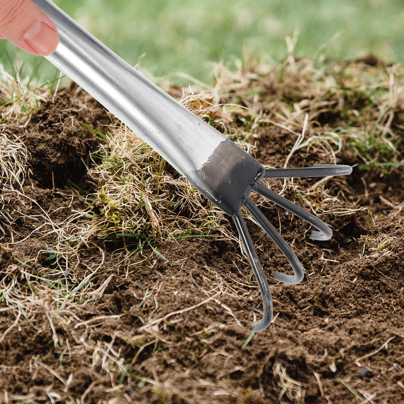 3Pcs Steel Four Teeth Rake Comfortable Handle Multipurpose Garden Hand Tool Soil Loosening Digging Earthnut Rake