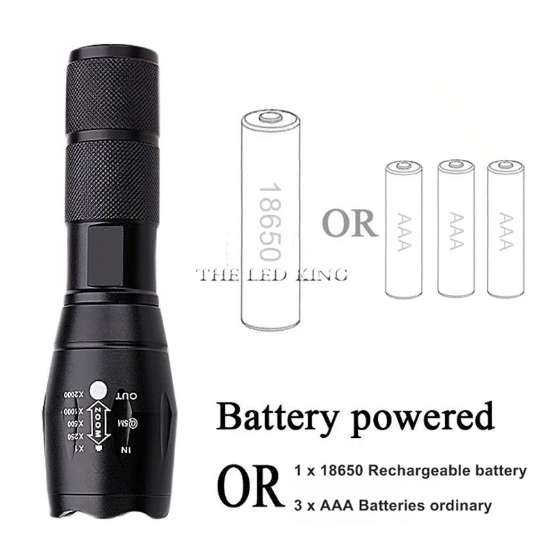 XM-L2 10000LM Aluminum Waterproof Zoomable CREE LED Flashlight Torch tactical light for 18650 Rechargeable Battery or 26650