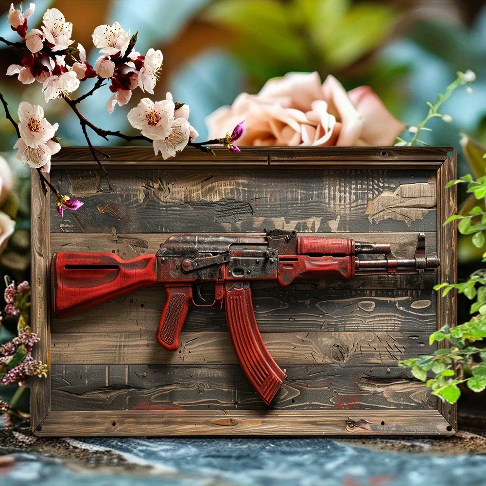 Vintage AK-47 Aluminum Tin Sign: 8x12 Inch (20x30cm) - Perfect for Spring/Summer Decor - Artist's Drawing Set - Aluminium Materi