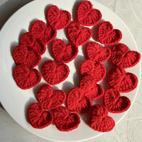 20Pcs Crochet Hooked Hearts 3CM Cotton Thread Various Colors DIY Handmade Wool Hooked Sewing Supplies