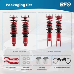BFO Coilovers, Suspension Struts for Honda Civic 1996-2000 EJ EK EM EJ5 EJ9 EK2 EK8 EM1