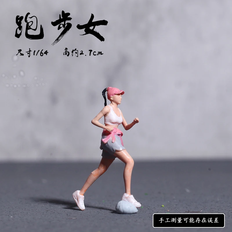 1:64 scale miniature figurine running woman badminton  scene versatile small ornament park street scene sandbox photography prop