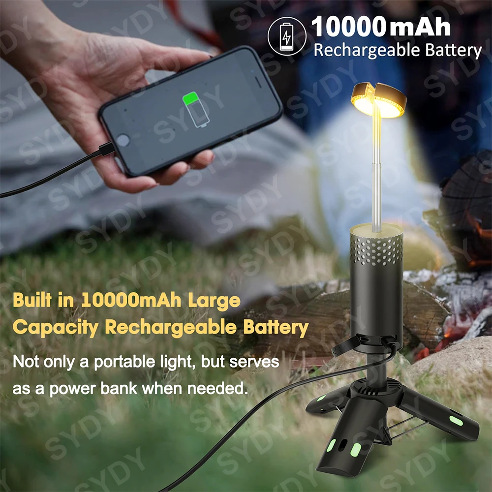 Telescopic Camping Light 10000mAh USB Rechargeable Portable LED Work Light Magnet Tripod Base Tent Telescoping Camping Lantern