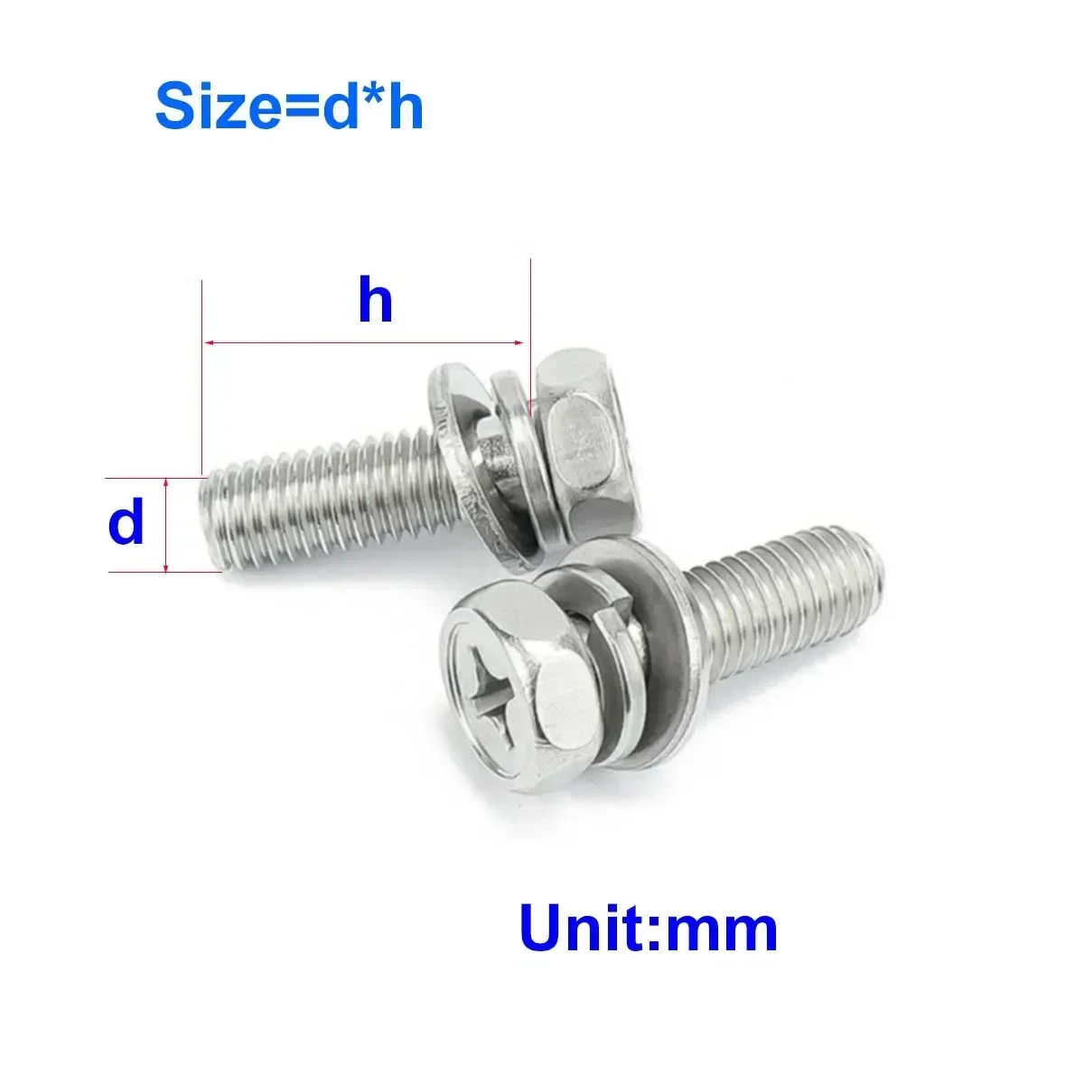 

316 Stainless Steel Cross Hexagonal Triple Combination Screw And Recessed Combination Bolt