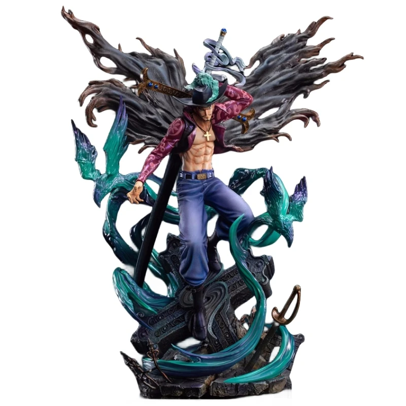 One Piece Anime Action Figure, Gk Superbomb Estúdio, Sete Wuhai War Damage Series, Dracule Mihawk, Modelo Estátua Presente Brinquedos, 40cm