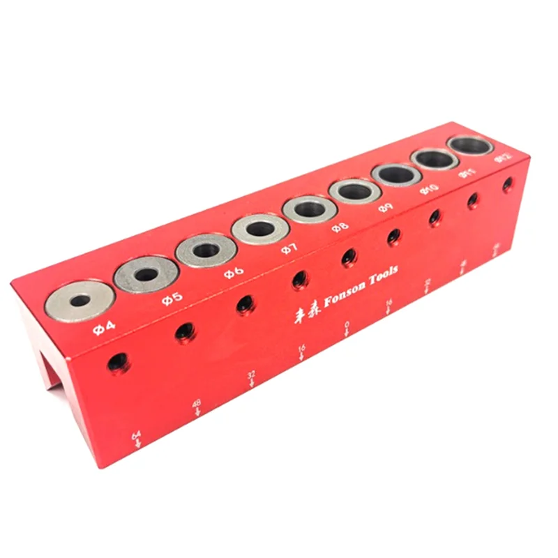 ABNQ  Self Centering Doweling Jig 4-12mm Step Drill Guide Bush Set Wood Dowel Pocket Hole Woodwork Joint Tool