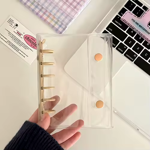A7 Widening Double Button Transparent PVC Soft Cover Binder Cover Journal Sketchbook Accessories Diary Office Supplies - Image 22