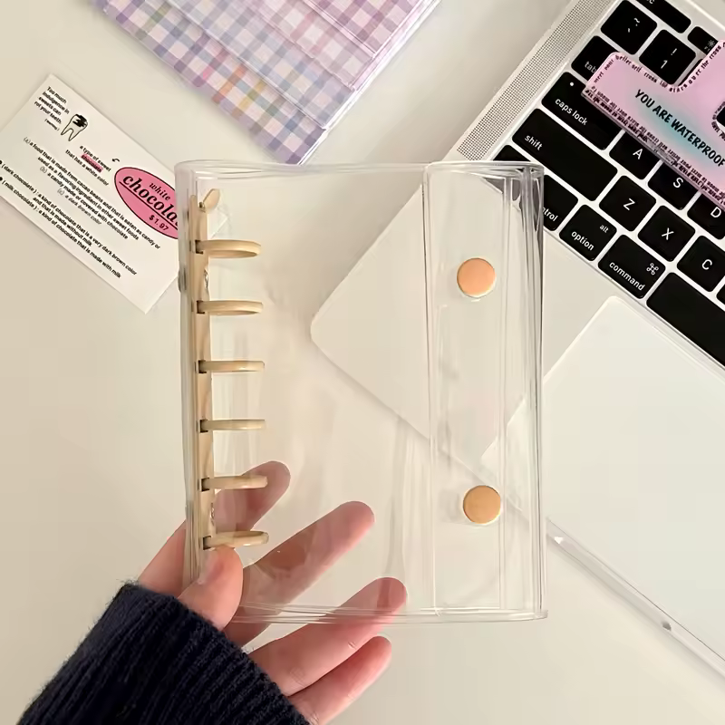 A7 Widening Double Button Transparent PVC Soft Cover Binder Cover Journal Sketchbook Accessories Diary Office Supplies - Image 22