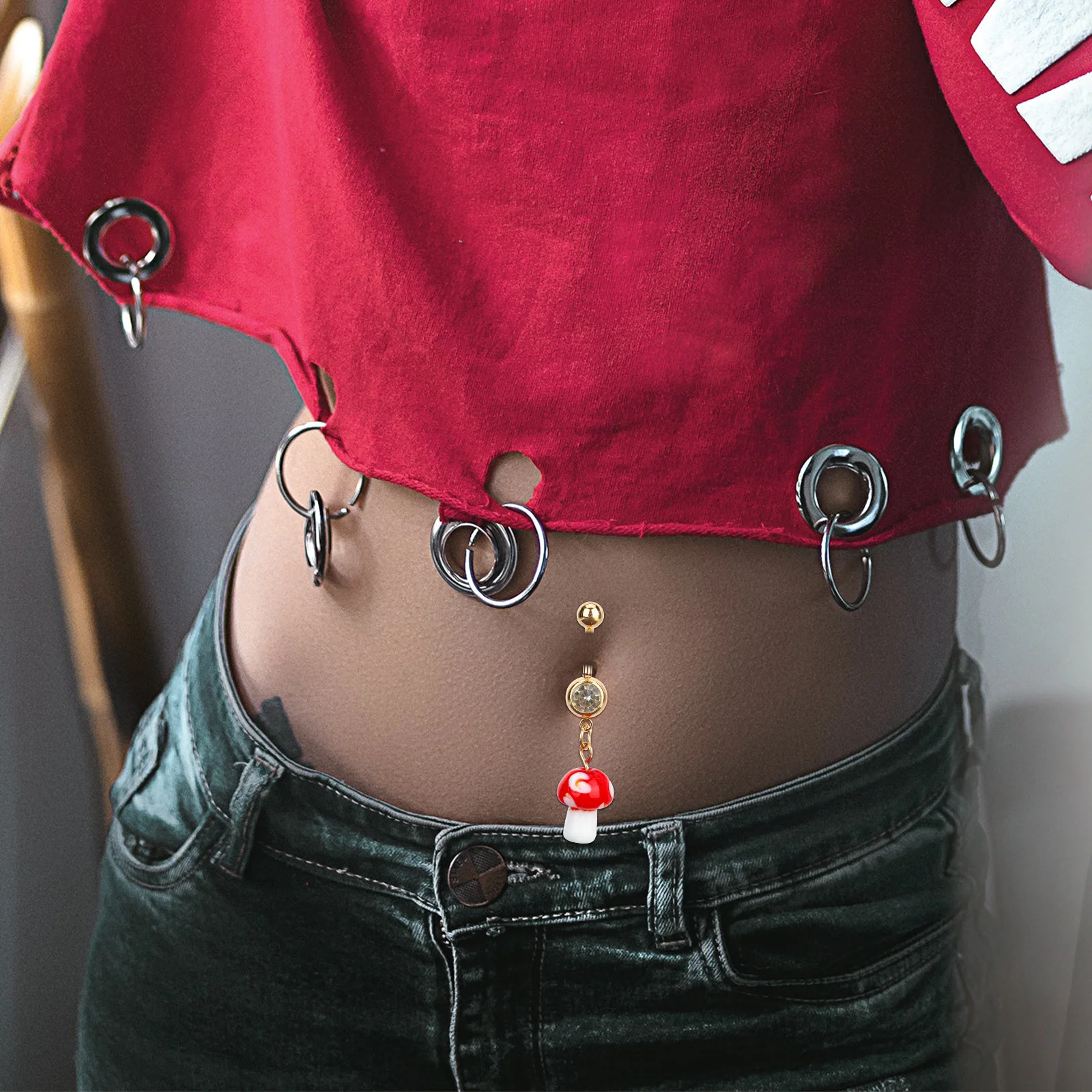 

3Pcs Colorful Mushroom Shaped Belly Button Rings Curved Polished Comfortable Navel Piercing Jewelry Rust Resistant Girls Women