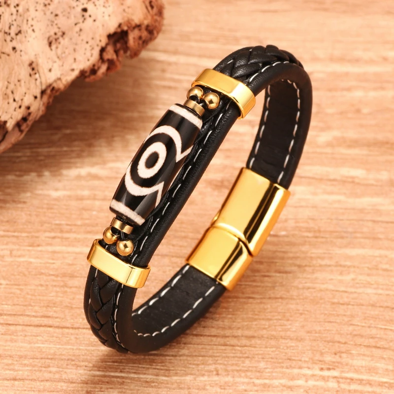DIY handgewebte Tianzhu tibetische blaue Lederarmbänder Legierung Retro ethnischen Stil Männer personalisierte Armband Modeschmuck – Detail 1