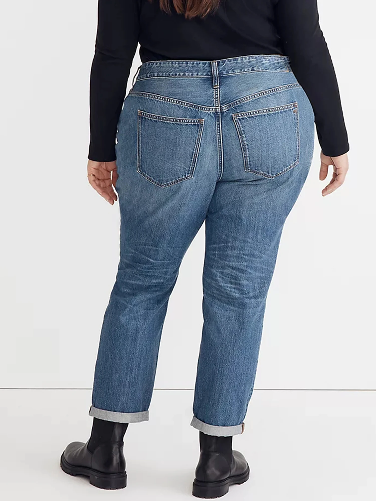 Pantalones vaqueros rectos de talla grande para mujer, elásticos de Vaqueros cintura alta, 100 kg de altura, curvos, 2023