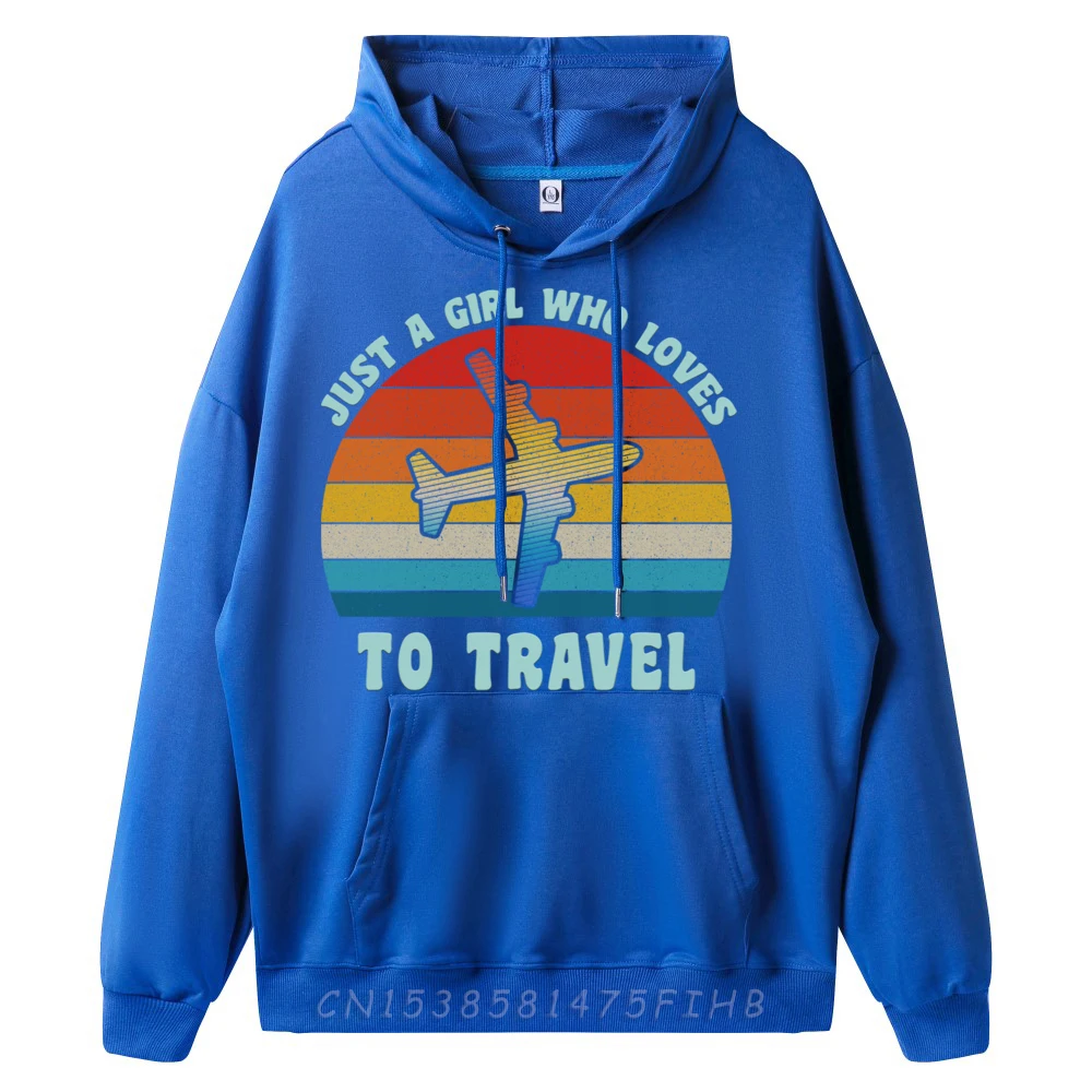 Just A Girl Who Loves To Travel Vintage Airplane Traveling Graphic Sweatshirts Men Student Unisex Band Tshirts HOLIDAYS