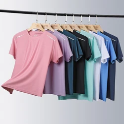 T-shirt da corsa da donna t-shirt sportiva da corsa traspirante riflettente ad alta elasticità estate maniche corte fresche in seta di ghiaccio ad asciugatura rapida