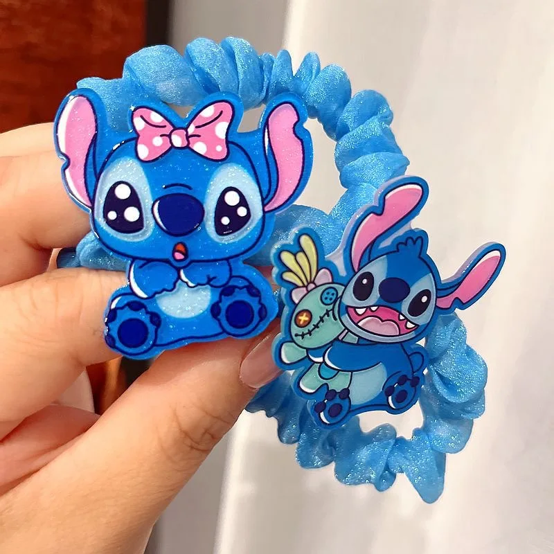 5/pcs Disney Lilo and Stitch Hair Rope for Women Kawaii Stitch Acrylic Hairpin Rubber Band Hair Accessoires Girl Gifts  image 5