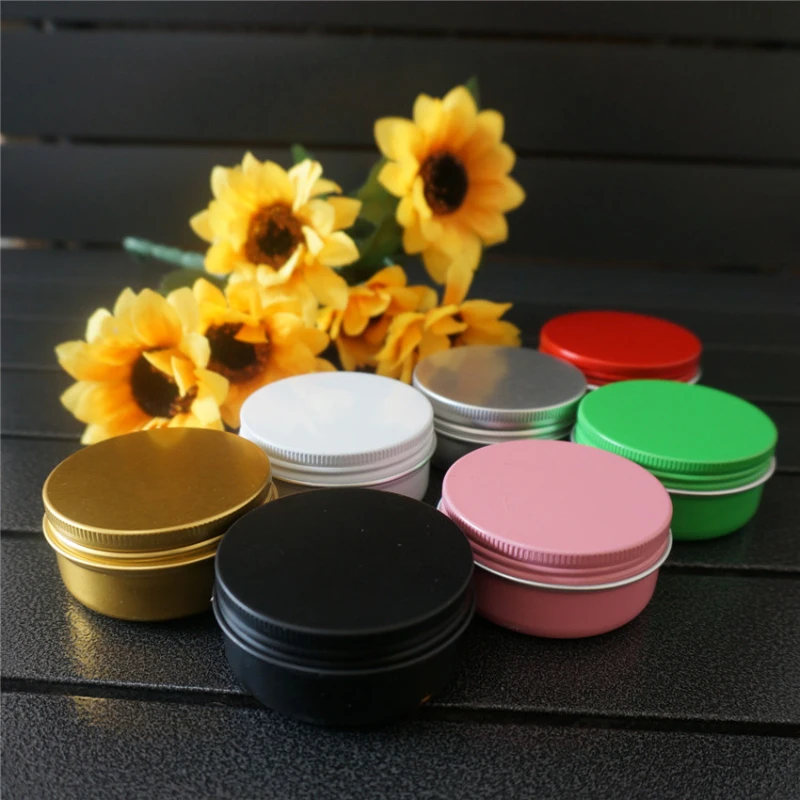 

Black Empty Aluminum Box Metal Tin Cans Round Cosmetic 50g 50ml Cream DIY Refillable Jar Tea Aluminum Pot Black Containers