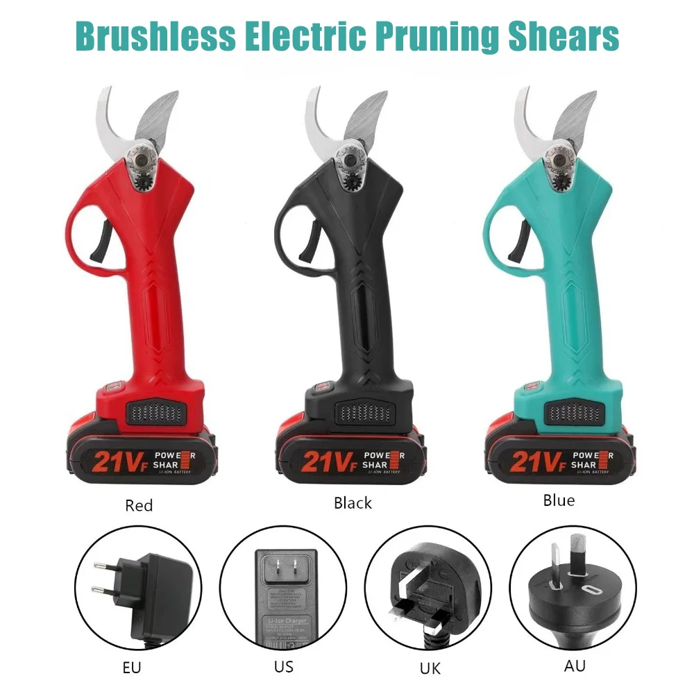 21V 30mm Brushless Cordless Electric Pruning Shears,Electric Scissors, Bonsai Orchard Shrub Branch Pruning Branches Garden Tools