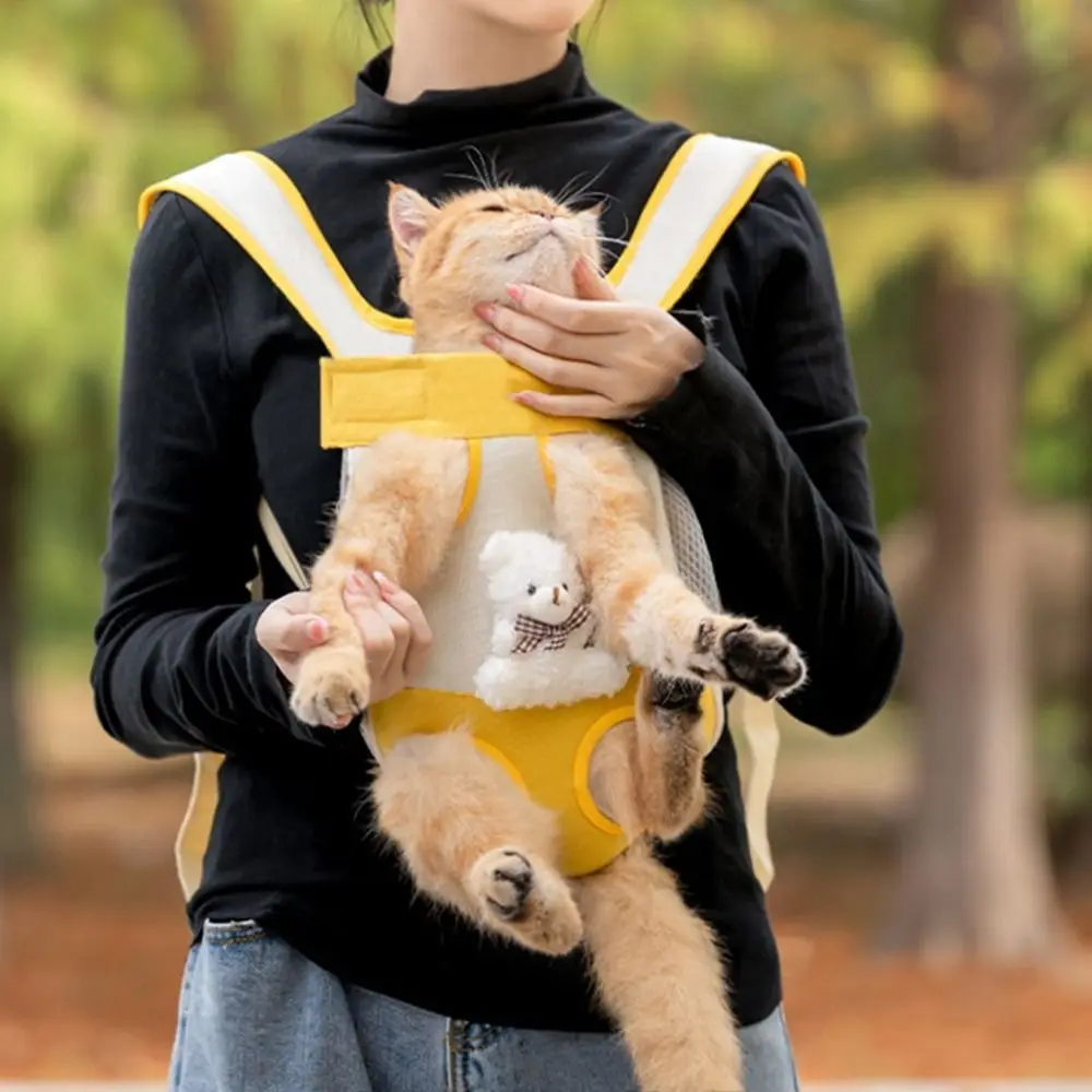 

Cute Cartoon Bear Dog Chest Bag Four-legged Breathable Cat Bag Single/Double Shoulder with Adjustable Strap Dog Backpack Go Out