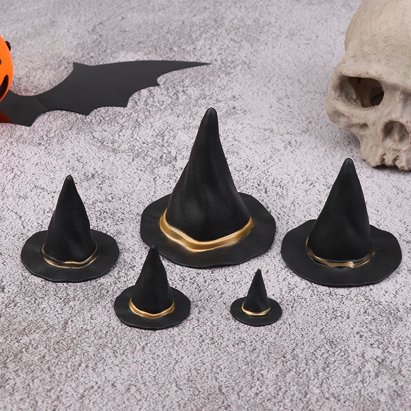 6/10Pcs Small Felt Cloth Tiny Hats Ornament Cover Miniature Witch Hat Cake Decor Halloween Decoration Toy