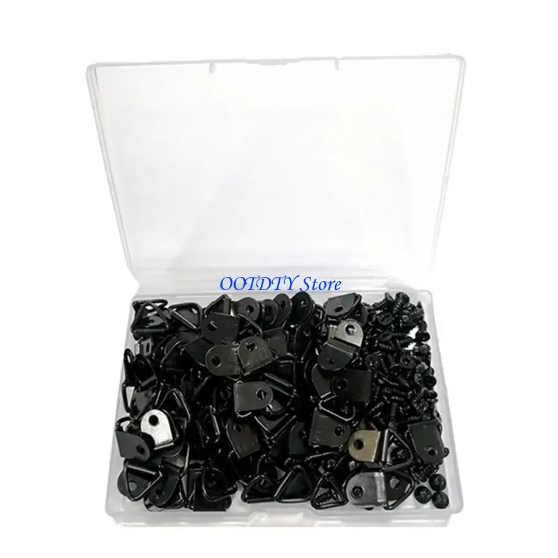 367A Set of 100 Small Picture Hangers Practical Triangles D Rings with Screws Single Hole Hook Photo Hangings Accessories