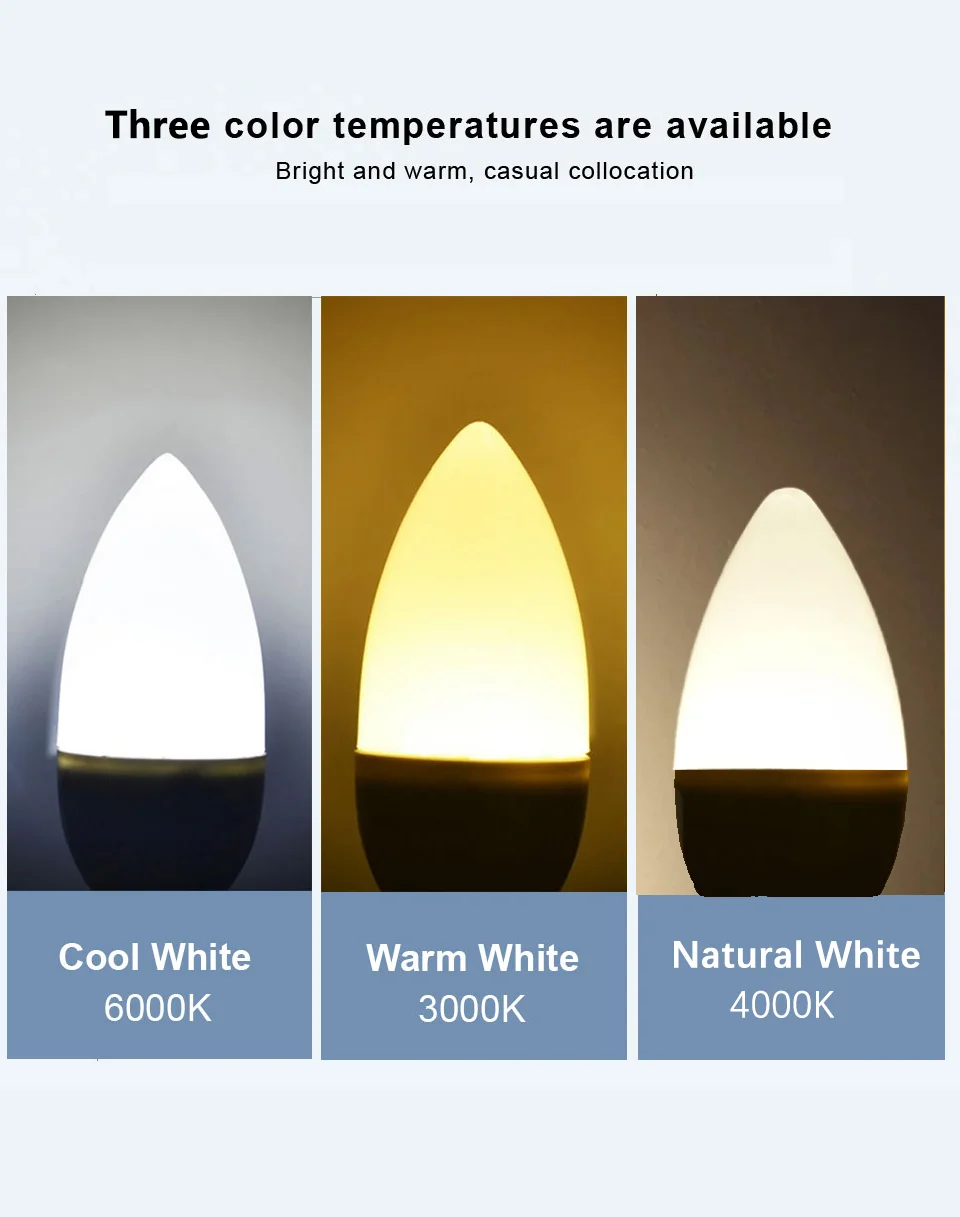 10pcs E27 E14 Led Bulb 220V Candle Bulb Energy Saving Lamp 3W 6W 9W Led Chandelier Light Spotlight Led for Home Decoration