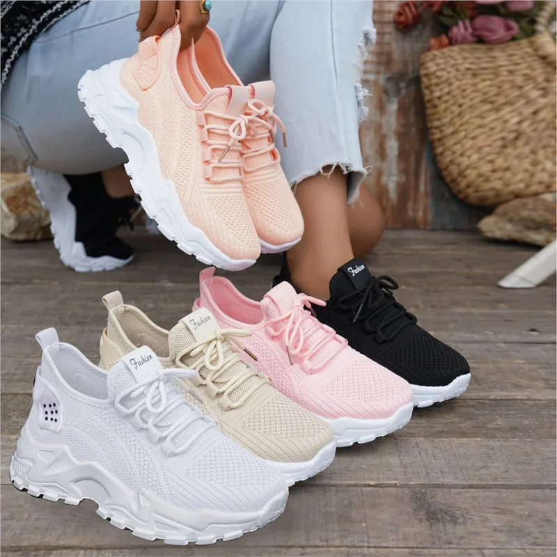 Tenis Feminino 35-43 Women Sneakers Lady Shoes Trendy Platform Zapatillas Mujer Breathable Socofy Sports Shoes Women Flats 1684