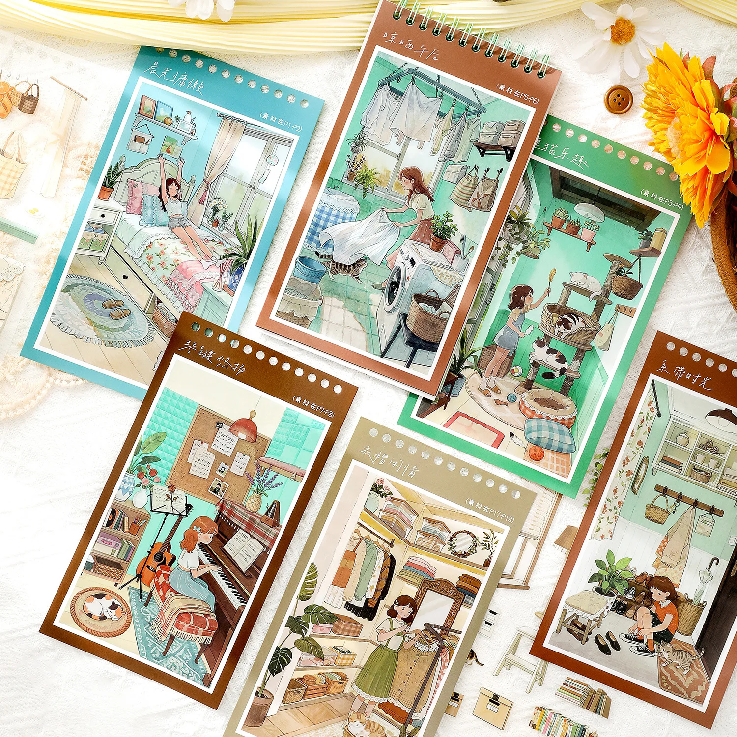 Livre d'autocollants 3D Kawaii sur la vie en solo, thème paysage de loisirs, DIY, scène de cabane de poche, cadeau de festival