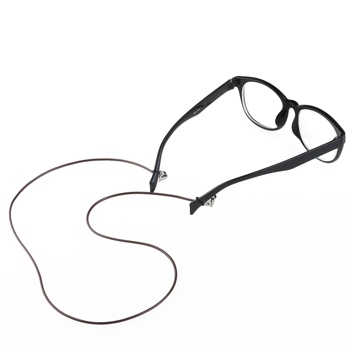 

Eyeglass Chain Dark Brown Wax Cord Adjustable Metal Coil Ends Eyeglasses Holder Neck Strap Simple Practical Cord Decoration