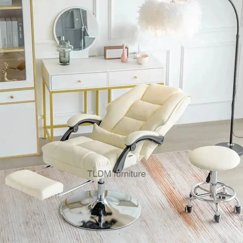 Silla de Salón Plegable de Lujo, Silla de Barbería Portátil Moderna de Cuero con Protector de Piernas, Silla de Barbero, Muebles Comerciales