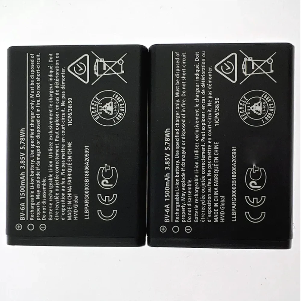 Mobile Phone Battery BV-6A for Nokia 2720 V Flip TA-1295 Cell Phones 1500mAh