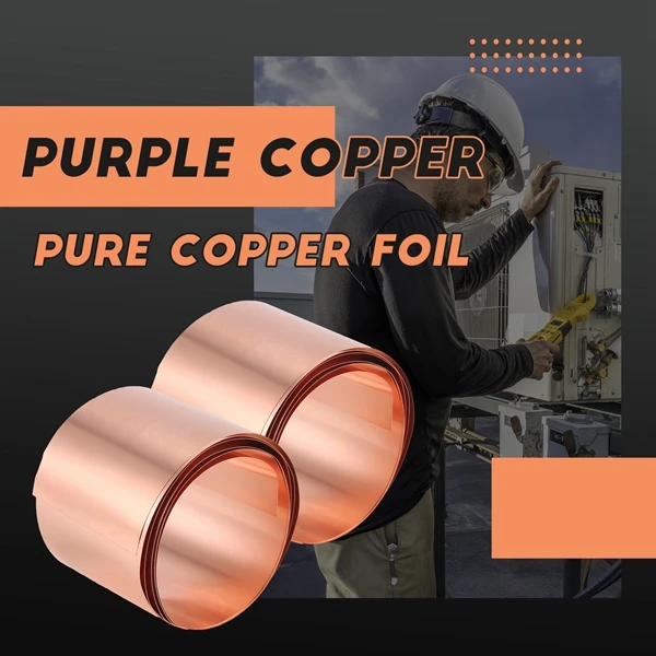 لفة صفائح نحاسية، لوحة رقائق معدنية 1000 مم × 50 مم × 0.1 مم 2 قطعة-A73M #1