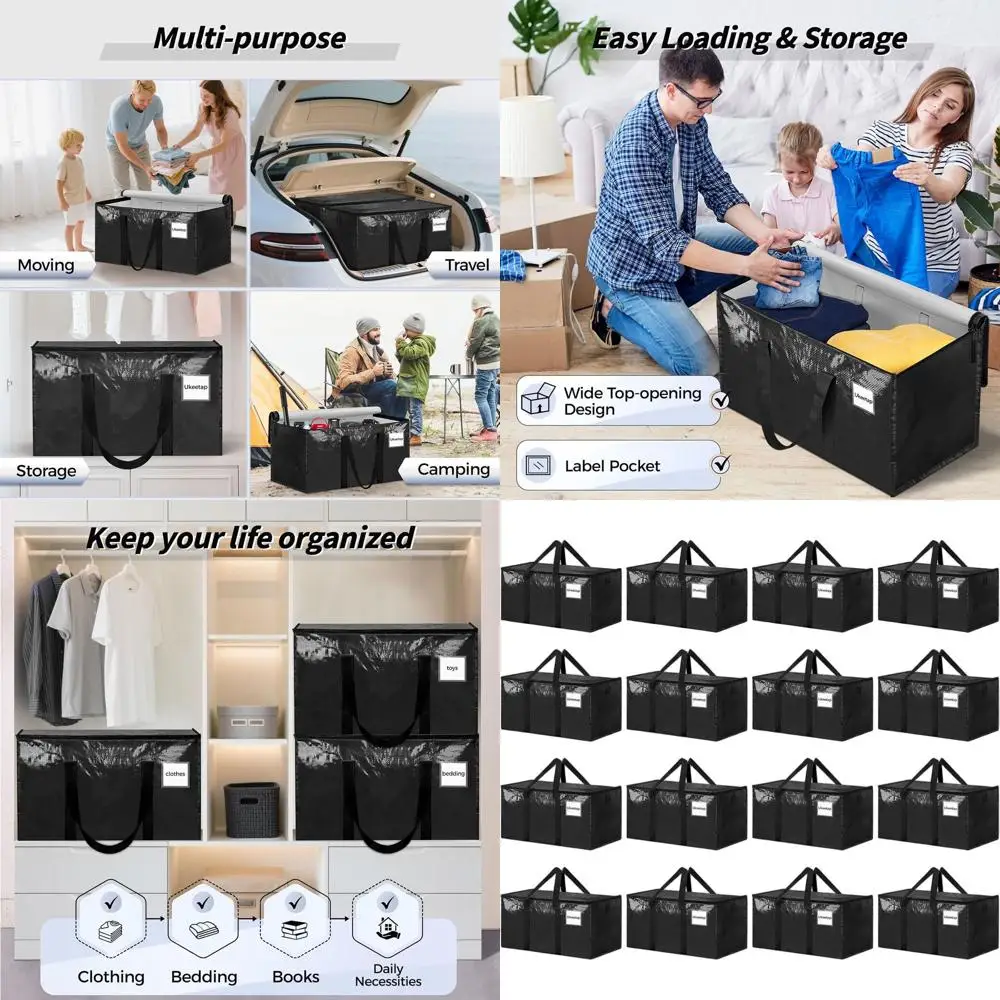 

Набор из 16 сверхпрочных мешков для переезда с крышками, усиленными ручками и прочными молниями для хранения, для общежитий и колледжей