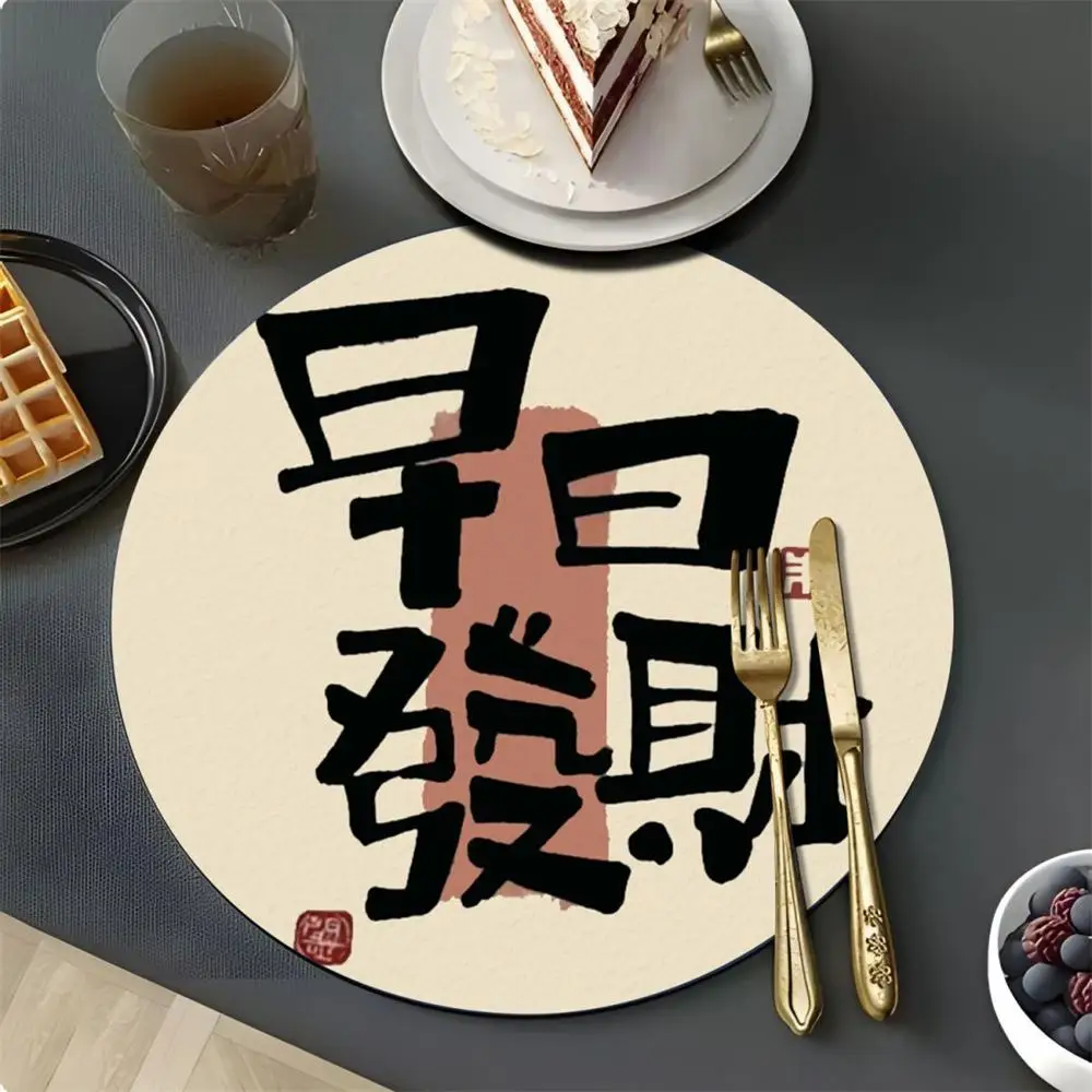 Non-slip Dinnerware Pad Functional High-end Calligraphy Design Cup Coaster Elegant Design Practical Designer Tableware Pad Sleek