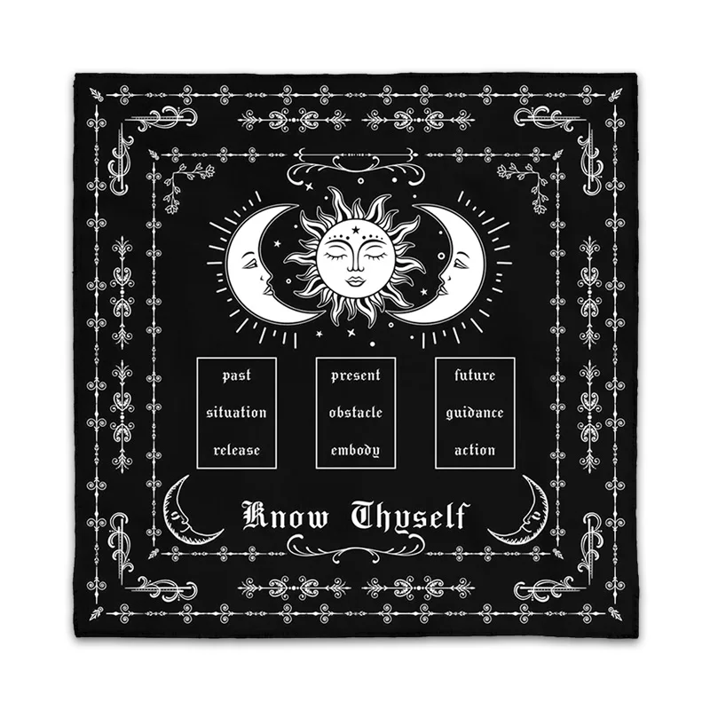 Know Thyself Tarot Spread Cloth Tarot Cloth sun moon Spread Tarot Reading Cloth Altar Cloth Alter Altar Decor Witch home Decor