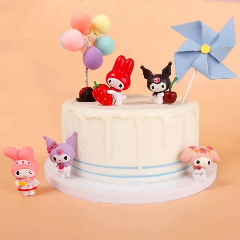 Sanrio ของเล่นอนิเมะ5ชิ้นหุ่นตุ๊กตา pochacco Melody ชุดการ์ตูน Kawaii tabletop ตกแต่งห้องของขวัญเด็ก