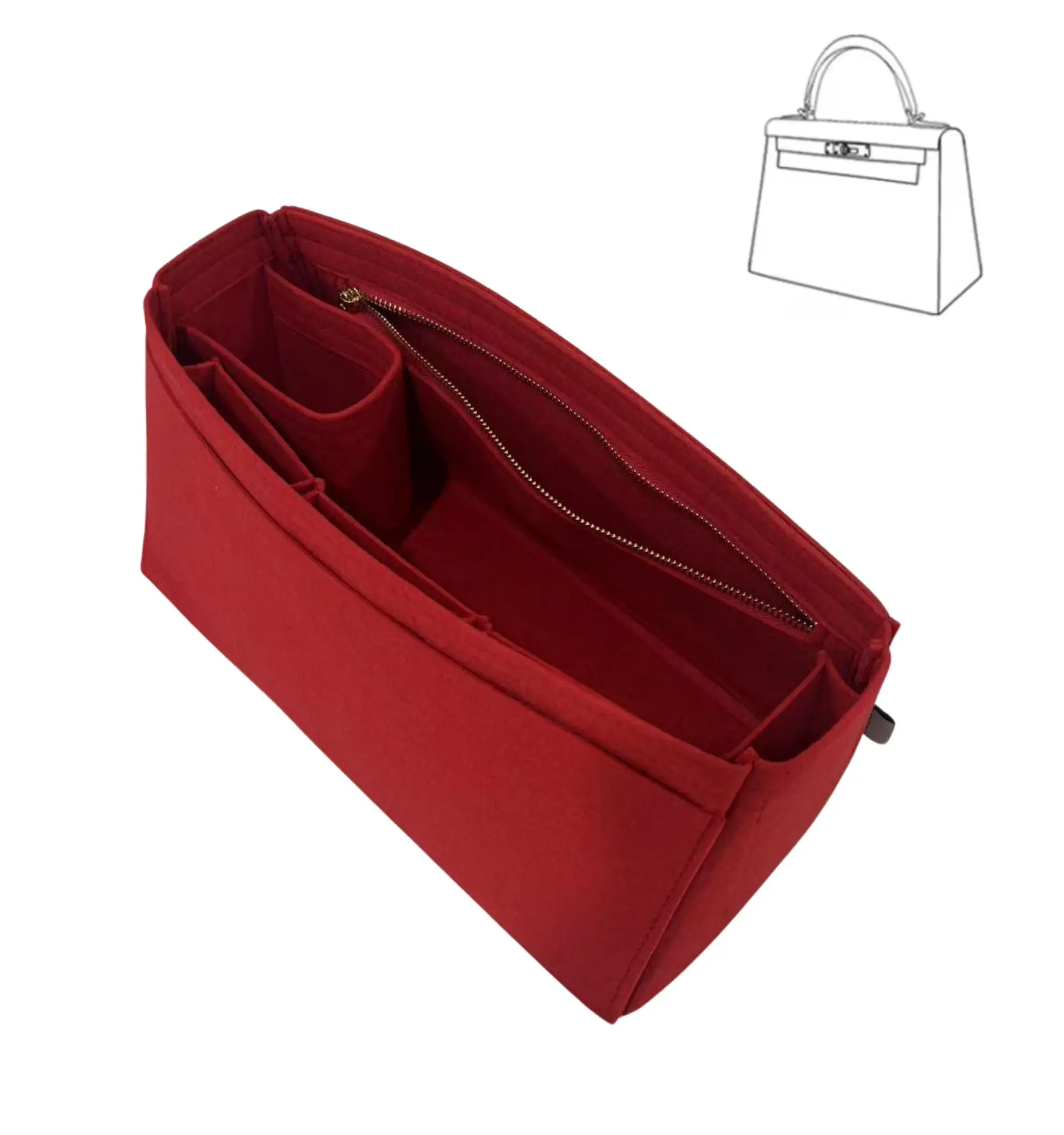 For H Hermes Kelly 20 25 28 32 35 Organizer Insert Bags Organizer Makeup Handbag Organize Portable Cosmetic Base Shape-Handmade